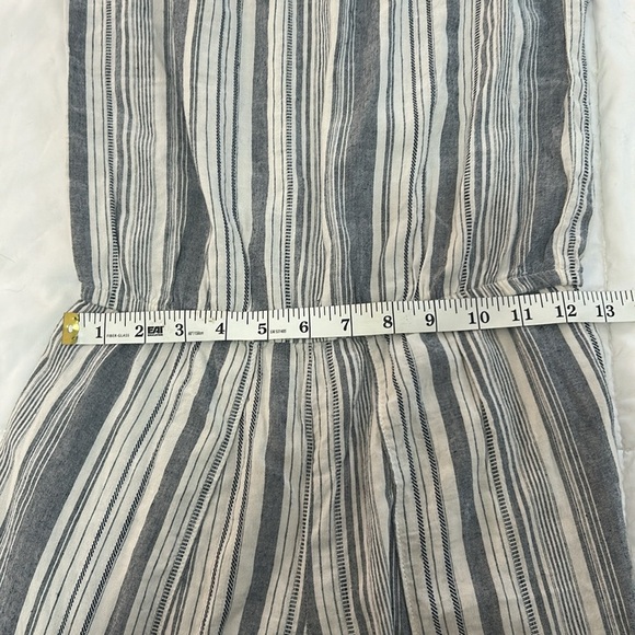 Anthropologie DREW Wide Split Leg Strapless Striped Romper Size XS cream blue - Picture 7 of 8